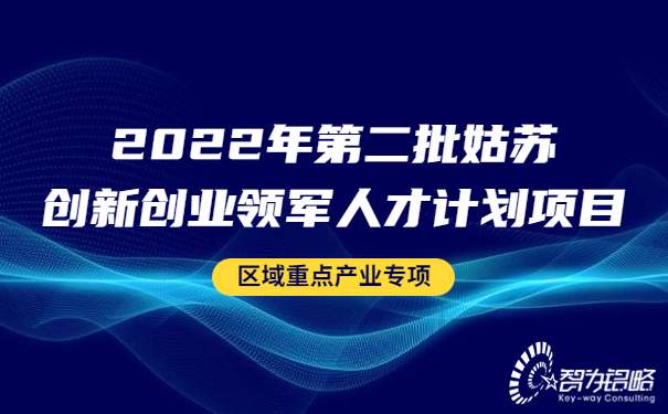 2022年*二批姑蘇創(chuàng)新創(chuàng)業(yè)領軍人才計劃項目區(qū)域重點產(chǎn)業(yè)專項